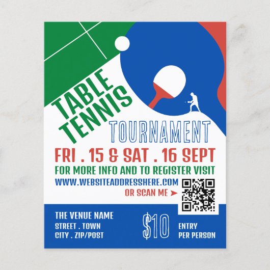 Paddle Design, Table Tennis Tournament Adverteren Flyer (Voorkant)