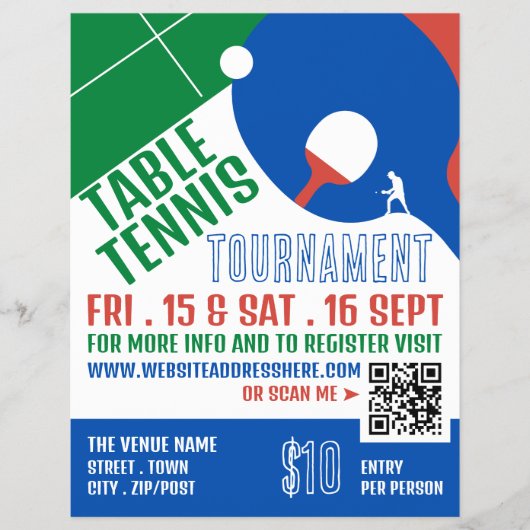 Paddle Design, Table Tennis Tournament Adverteren Flyer (Voorkant)