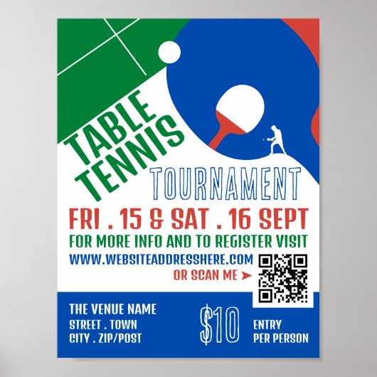 Paddle Design, Table Tennis Tournament Adverteren Poster (Voorkant)