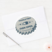 Paddle eerst dan openen ronde sticker (Envelop)