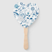 Paddle Fan-Blue Floral Hand Fan Handwaaier (Achterkant)