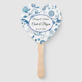 Paddle Fan-Blue Floral Hand Fan Handwaaier (Voorkant)