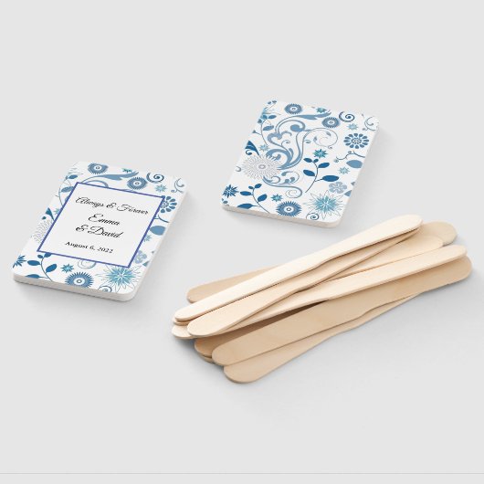 Paddle Fan-Blue Floral Hand Fan Handwaaier (Niet-gemonteerd)