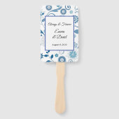 Paddle Fan-Blue Floral Hand Fan Handwaaier (Voorkant)