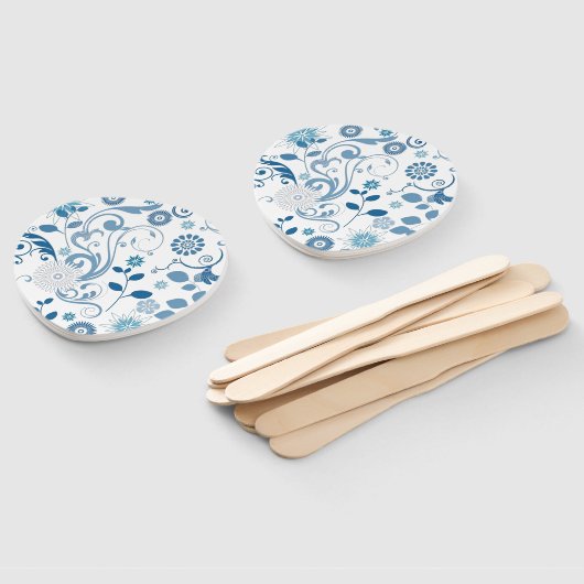 Paddle Fan-Blue Floral Handwaaier (Niet-gemonteerd)