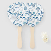 Paddle Fan-Blue Floral Handwaaier (Voorkant en achterkant)