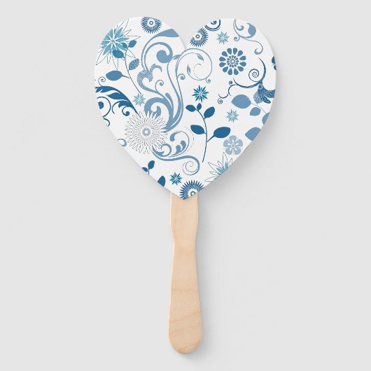 Paddle Fan-Blue Floral Handwaaier (Voorkant)