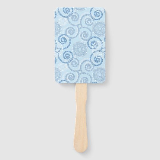 Paddle Fan-Blue Pearls Hand Fan Handwaaier (Voorkant)