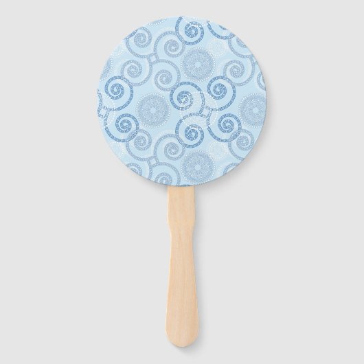 Paddle Fan-Blue Pearls Hand Fan Handwaaier (Achterkant)