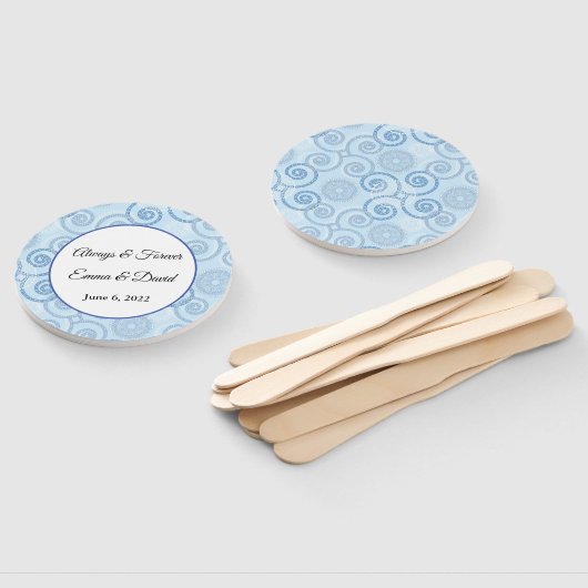 Paddle Fan-Blue Pearls Hand Fan Handwaaier (Niet-gemonteerd)