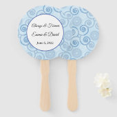 Paddle Fan-Blue Pearls Hand Fan Handwaaier (Voorkant en achterkant)