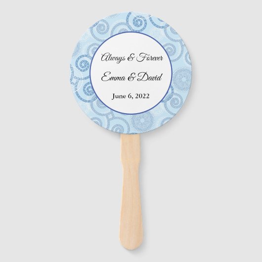 Paddle Fan-Blue Pearls Hand Fan Handwaaier (Voorkant)