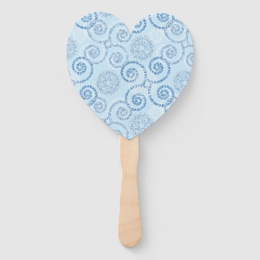 Paddle Fan-Blue Pearls Hand Fan Handwaaier (Achterkant)