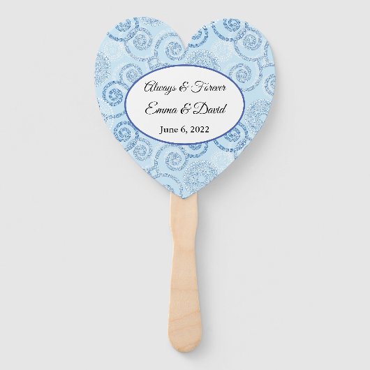 Paddle Fan-Blue Pearls Hand Fan Handwaaier (Voorkant)