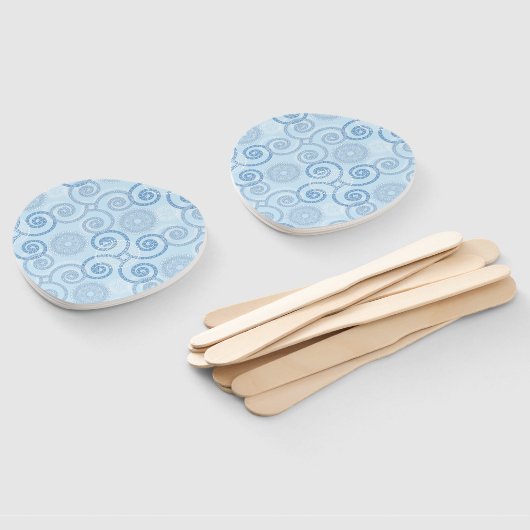 Paddle Fan-Blue Pearls Handwaaier (Niet-gemonteerd)