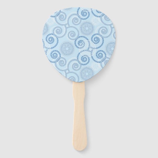 Paddle Fan-Blue Pearls Handwaaier (Achterkant)