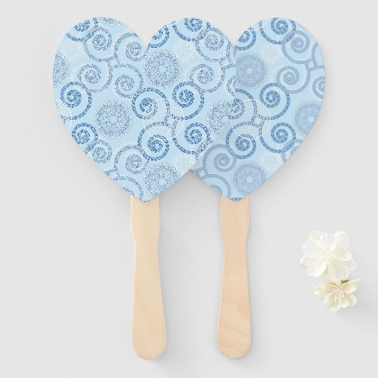 Paddle Fan-Blue Pearls Handwaaier (Voorkant en achterkant)