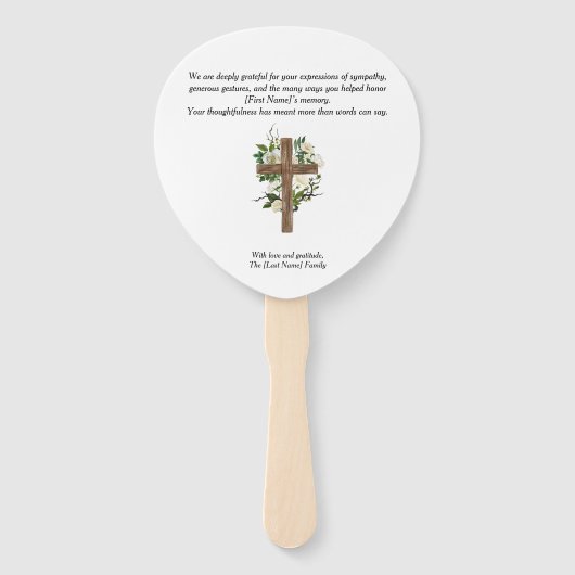 Paddle Funeral Hand Fan – Rounded Corners Handwaaier (Voorkant)
