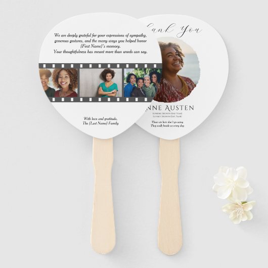Paddle Funeral Hand Fan – Rounded Corners Handwaaier (Voorkant en achterkant)