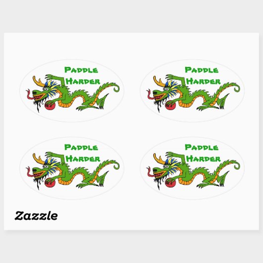 Paddle Harder Dragon Boat Ovale Sticker (Vel)