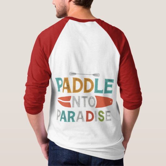 Paddle into Paradise" T-Shirt Design (Achterkant)