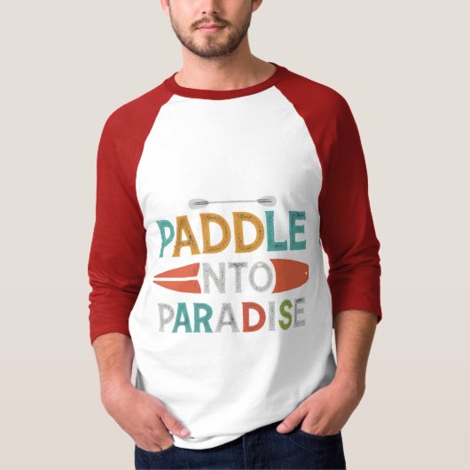 Paddle into Paradise" T-Shirt Design (Voorkant)