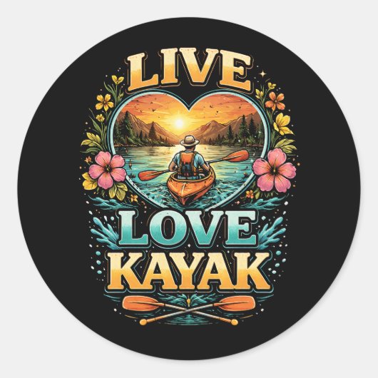 Paddle Into the Sunset Ronde Sticker (Voorkant)