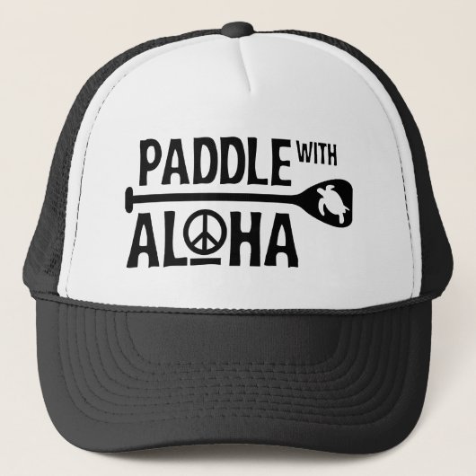 Paddle met Aloha Trucker Hat in zwart-wit Trucker Pet (Voorkant)