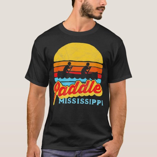  Paddle Mississippi Canoeing Retro Sun T-shirt (Voorkant)