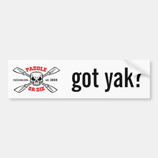 Paddle of Die Yakinmo.com hebben yak gekregen? Bum Bumpersticker (Voorkant)