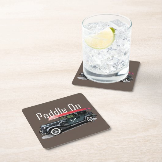Paddle On Klassiek Autodesign - Vierkante Coaster Kartonnen Onderzetters (Insitu)