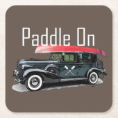 Paddle On Klassiek Autodesign - Vierkante Coaster Kartonnen Onderzetters (Voorkant)