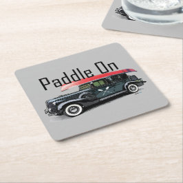 Paddle On Klassiek Autodesign - Vierkante Coaster Kartonnen Onderzetters