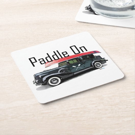 Paddle On Klassiek Autodesign - Vierkante Coaster Kartonnen Onderzetters (Schuin)