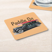 Paddle On Klassiek Autodesign - Vierkante Coaster Kartonnen Onderzetters (Schuin)