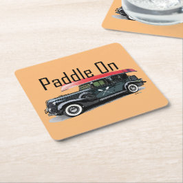 Paddle On Klassiek Autodesign - Vierkante Coaster Kartonnen Onderzetters