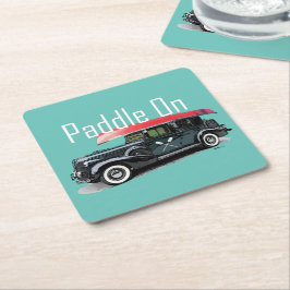 Paddle On Klassiek Autodesign - Vierkante Coaster Kartonnen Onderzetters