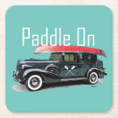 Paddle On Klassiek Autodesign - Vierkante Coaster Kartonnen Onderzetters (Voorkant)