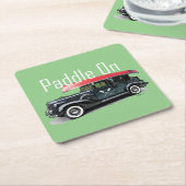 Paddle On Klassiek Autodesign - Vierkante Coaster Kartonnen Onderzetters (Schuin)