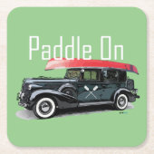 Paddle On Klassiek Autodesign - Vierkante Coaster Kartonnen Onderzetters (Voorkant)