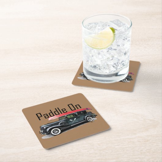 Paddle On Klassiek Autodesign - Vierkante Coaster Kartonnen Onderzetters (Insitu)