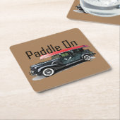 Paddle On Klassiek Autodesign - Vierkante Coaster Kartonnen Onderzetters (Schuin)