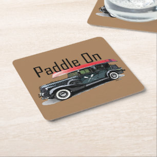 Paddle On Klassiek Autodesign - Vierkante Coaster Kartonnen Onderzetters