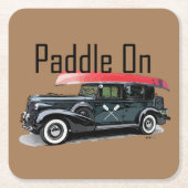 Paddle On Klassiek Autodesign - Vierkante Coaster Kartonnen Onderzetters (Voorkant)