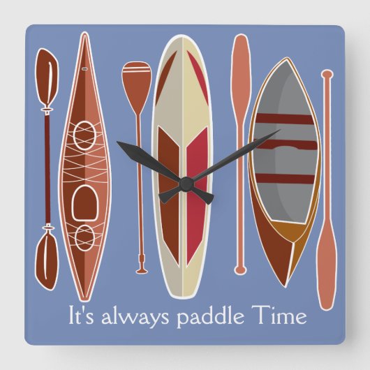 Paddle Passion Vierkante Klok (Voorkant)