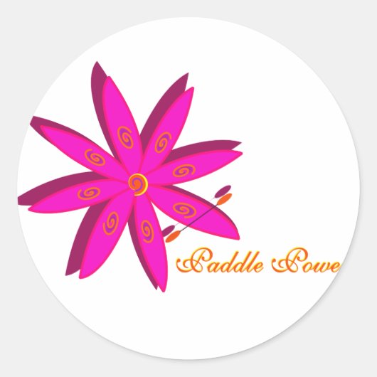 Paddle Power (roze) Ronde Sticker (Voorkant)