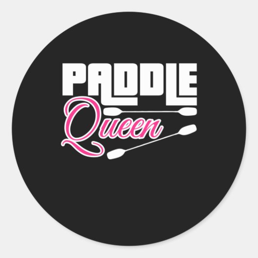 Paddle Queen Girl Kayak Ronde Sticker (Voorkant)