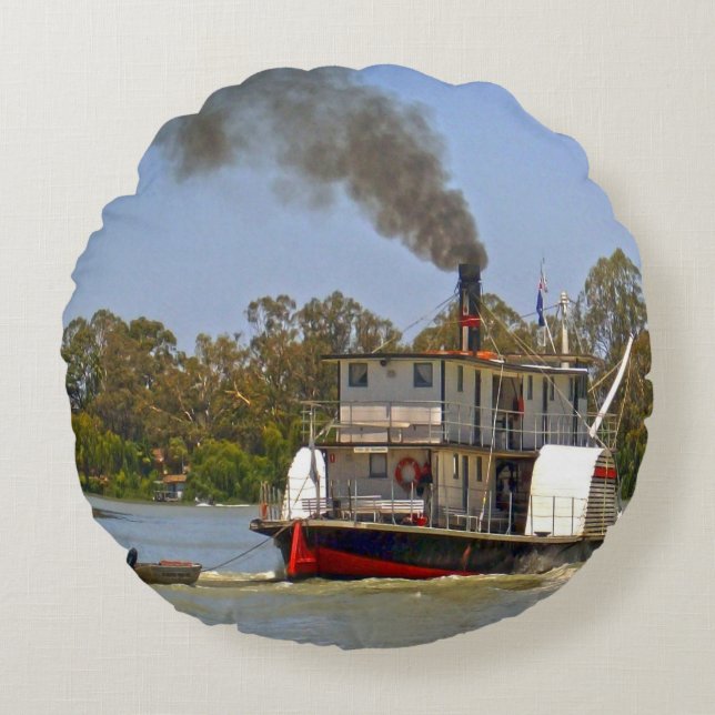 Paddle Steamer River Murray Australia, Rond Kussen (Voorkant)