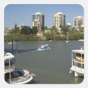 Paddle Steamers, Brisbane River, Brisbane Vierkante Sticker