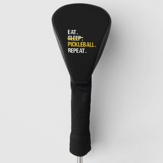Paddleball - Eat Sleep Pickleball Herhalen Golfheadcover (Voorkant)